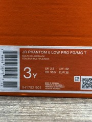 Nike JR Phantom 6 Low Pro FG/MG Pink White IH1792-901 Youth Size 3