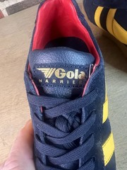 Gola Navy Suede Red Leather Wingflash Harrier Lace Up Retro Sneakers, size 32 2