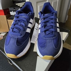Adidas Run 70s 2.0 J (Junior/Kids) Size 6.5, blue and white with a gum sole. $30