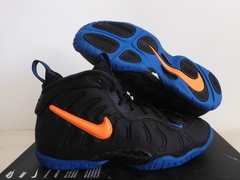 Nike Little Posite Pro Foamposite Knicks Black-Orange-Blue Kids [644792-011]