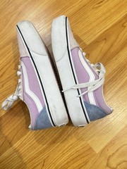 VANS Old Skool Teens Low Top Suede Sneakers Lace Up Purple White Blue