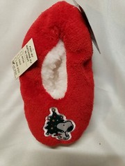 Peanuts Snoopy Christmas Slippers Snuggle Toes Non-Slip Fits Kids Shoe Sz. 4-7