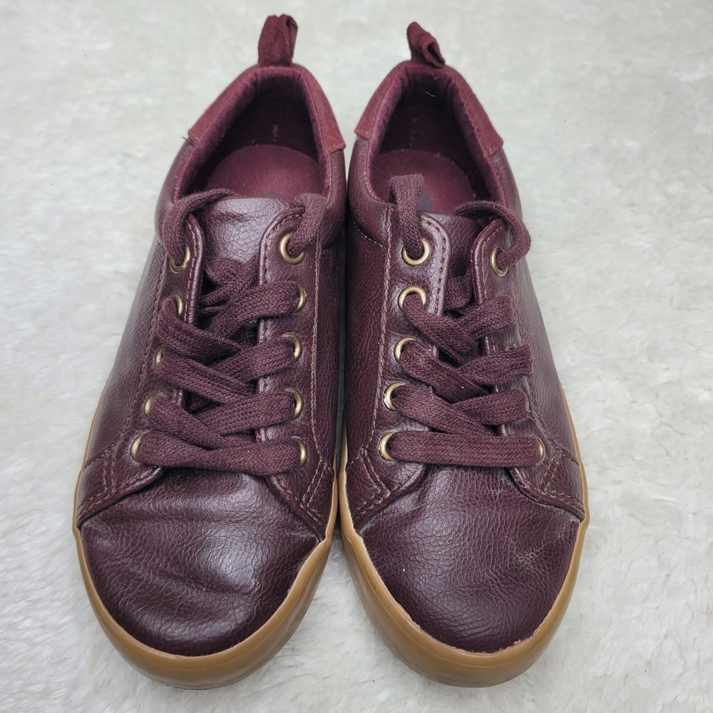 Gymboree Unisex Kids Old Skool Brown Maroon Faux Leather Shoes Size 13 Excellent