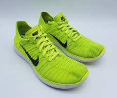 Nike Free RN Flyknit (GS) Youth’s Size 6.5Y Running Shoes Volt Yellow Black