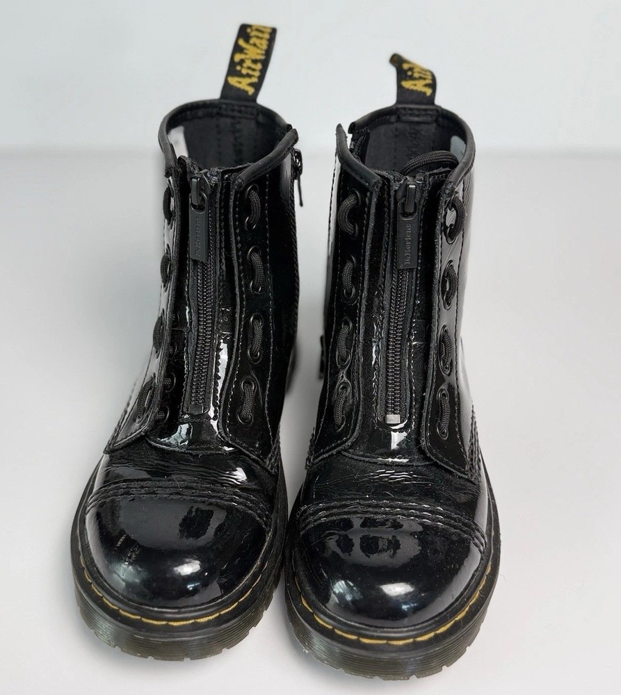 Dr. Martens Sinclair Bex Patent Leather Boots Black Youth US Size 2
