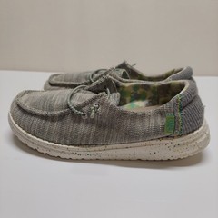 Youth Hey Dude Wendy Grey Stretch Cotton Slip On Loafer Shoes Y3