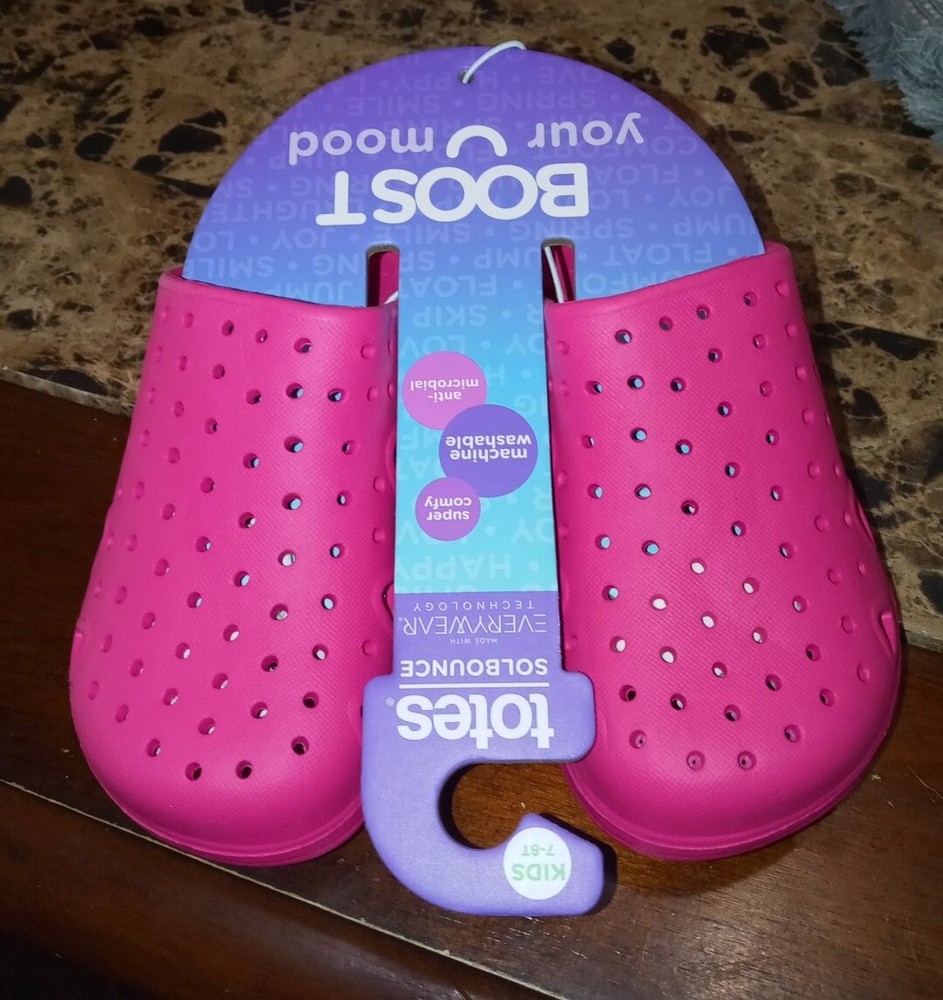 Totes clog sandal Kids size 7/8 slip on SolBounce Pink Washable Antimicrobial