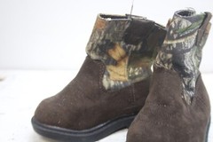 FADED GLORY Warren II Kid’s Camo Green Brown Cowboy Farm Boots | US SIZE 4