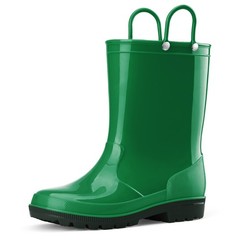 HISEA Kids Waterproof PVC Rain Boots Handles Outdoor Mud Playing Walking Wellies