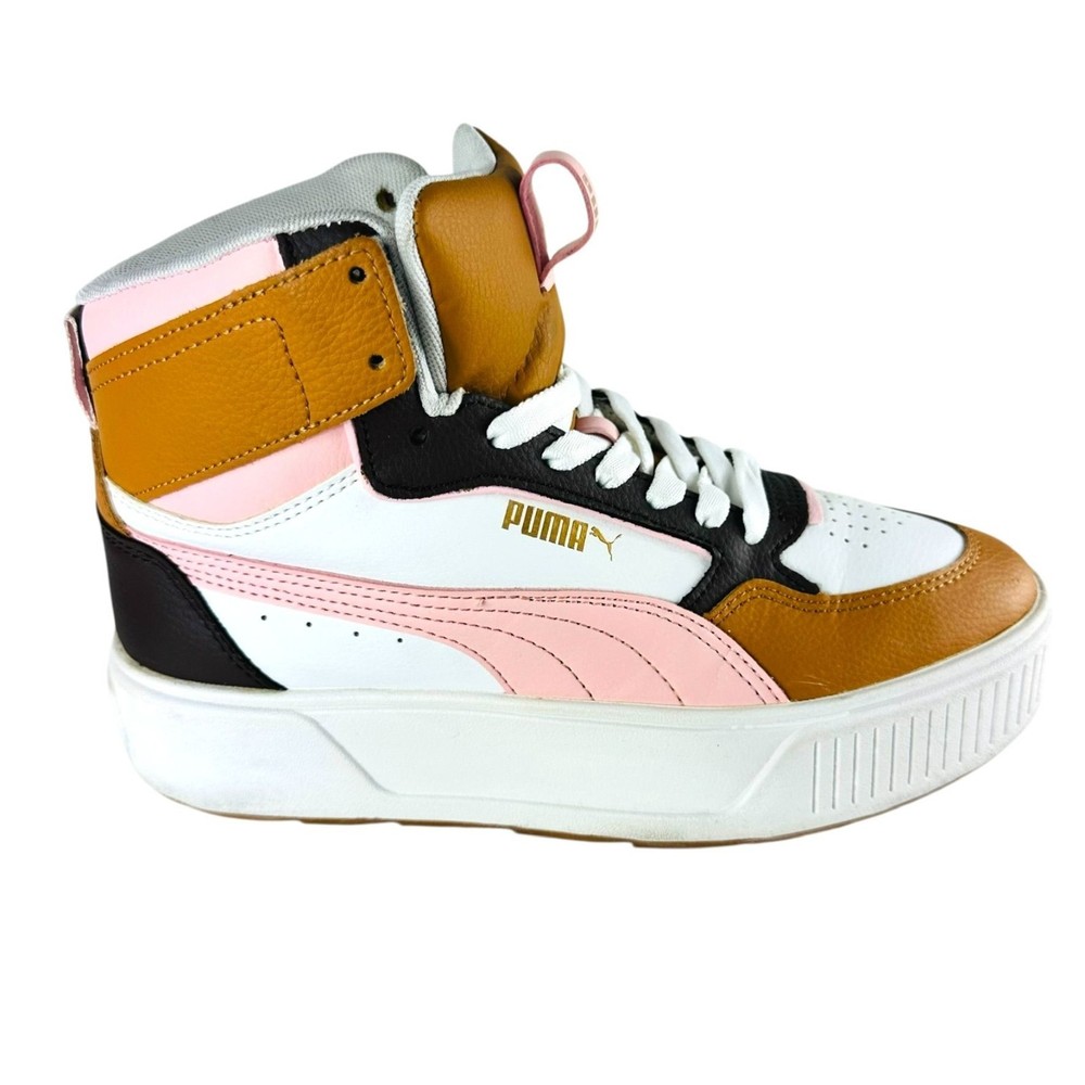 Puma Youth Karmen Rebelle High-Top Brown/Pink/White Sneaker Sz 5.5 US/37.5 EU