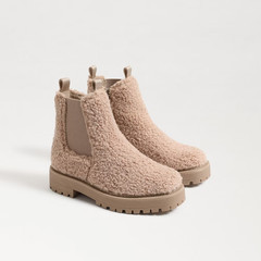 Sam Edelman Laguna Boot Kids 4 M Beige Faux Shearling Round Toe Chelsea JOBB2258