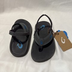 New OluKai Ohana Gray GREY BLUE Sandal Kids Boys Size 9 /10 Slingback Flip Flops