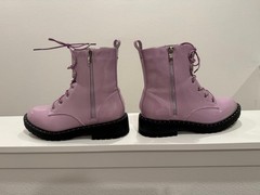 Pink/Lavender Studded Ankle Booties with Lace Up and Side Zip