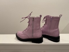 Pink/Lavender Studded Ankle Booties with Lace Up and Side Zip