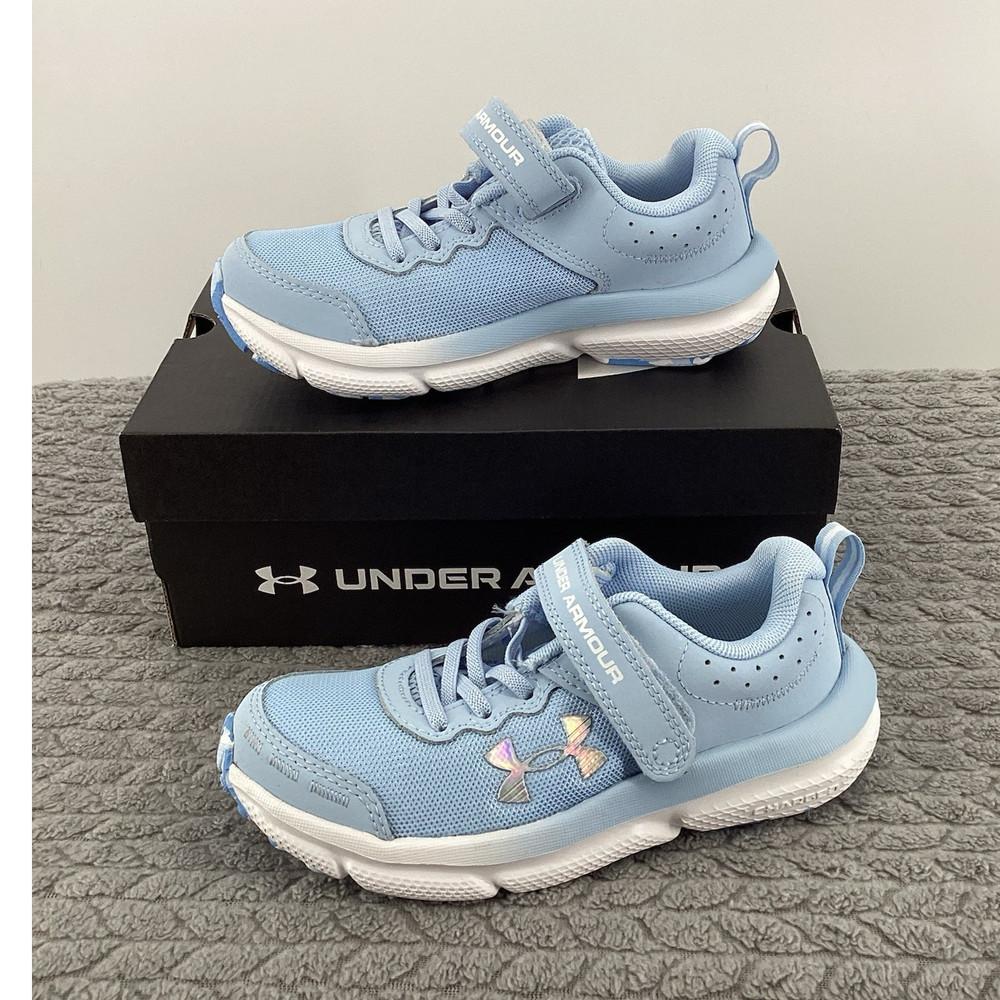 Under Armour Unisex Kids Blue White Athletic Mesh Sneaker Hook & Loop 12K
