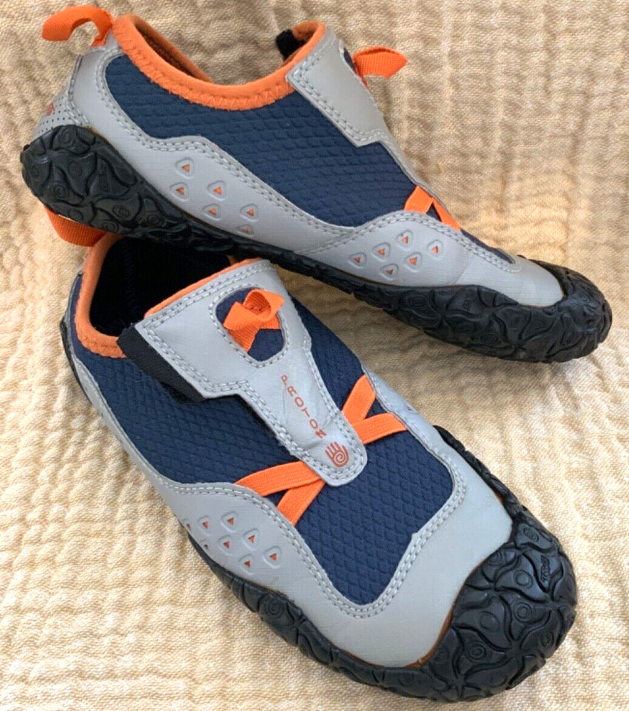 Teva Proton Big Kids sz 4 Water Shoes Blue Orange, Gray Hook N Loop Active Play