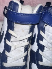 Nike Court Borough Mid 2 Kids Mid Top Hook & Loop Leather Sneaker 3Y Blue/White