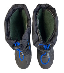 Sorel Unisex Kids Flurry TP Winter Boots Black Blue Bungee Cord Ankle Strap 5