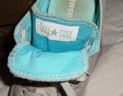 Converse All Stars Silver Turquoise Blue Double Tongue 2 Kids Sneakers Shoes *