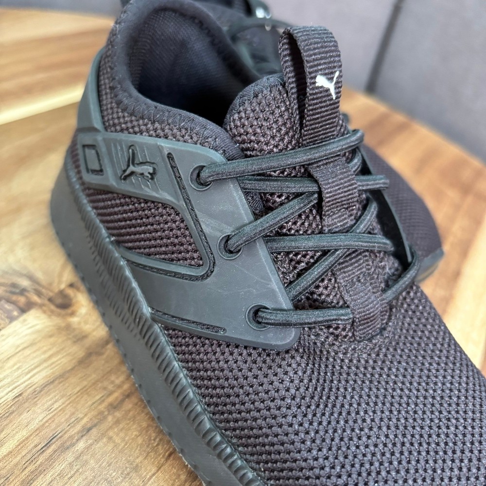 Puma Pacer Next Excel Kids Triple Black Mesh Running Sneakers 371758-01 Size 10C