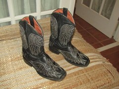 Innovation Wings & Cross Cowgirl Western Boots Black Sq Toe Kids size 12 Mex 19