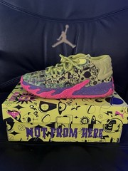 PUMA MB.03 Not from Here PS Kids Basketball Sneakers Lime Pink Purple 2C Lace Up