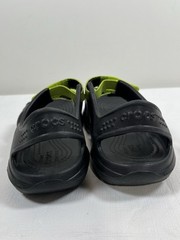 Crocs Swiftwater River Junior Sz 1 Black Neon Green Sandals Sport Water Shoes J1