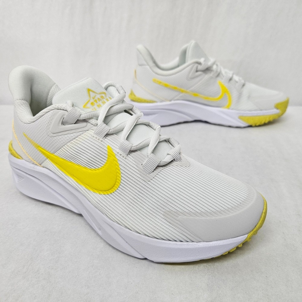 Nike Star Runner 4 NN GS Running Shoes DX7615-101 White Opti Yellow Kids Size 4Y
