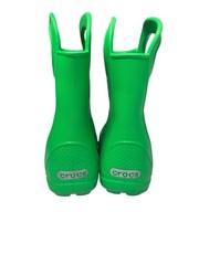 Crocs Boots Kids Size C9 Green Handle It Rain Waterproof Pull Handles Outdoor