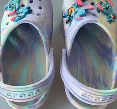 Crocs Kids Tie Dye Marble Clogs Shoes Purple Lilo Stitch Jibbitz Youth Sz 12 C