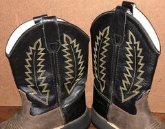 Old West Kids Size 1 Brown Black Leather Buckaroo Cowboy Western Boots