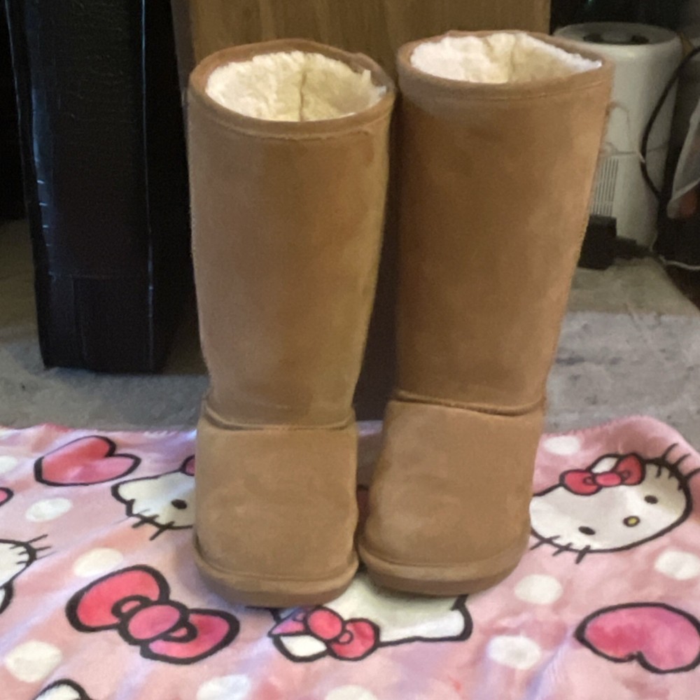 Bearpaw Brown Shearling Style Suede High Top Faux Fur Unisex Kids Boots