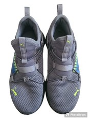 Kids Gray Puma Shoes With Yellow/Blue/ Black Size 1C