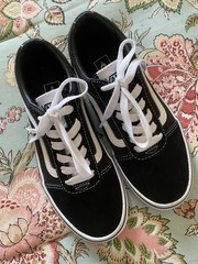 VANS Ward „OFF THE WALL“ Low Top Sneaker Suede/Canvas Black/White Youth Size 2.5
