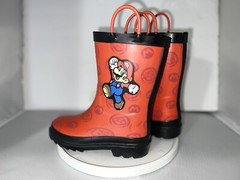 Nintendo Super Mario Boys Waterproof Easy-On Handles Rubber Rain Boots – Toddler