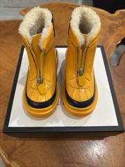 Gucci Blue and Yellow Wool Liner Ankle Kids Rain Boots Size 26