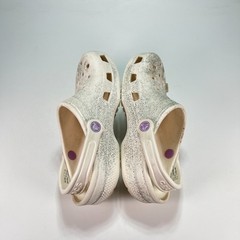 Crocs Classic Glitter Clog White Lightweight Slip On Comfort Shoes Youth Size 5