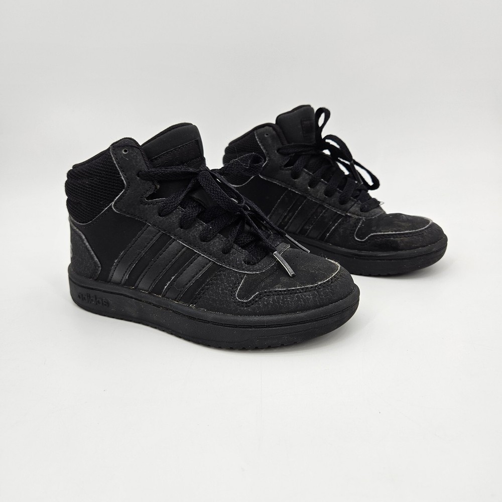 Adidas Hoops 2.0 Kid’s Size 13 Core Black Mid Top Shoes 7602 Sneakers FW7602
