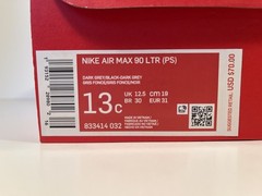 Nike Air Max 90 LTR (PS), Dark Grey/Black, 833414 032, Kids Preschool Size 13