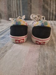 VANS 721356 Old Skool Rainbow Checkered Low Top Skate Shoes Kids Size 2