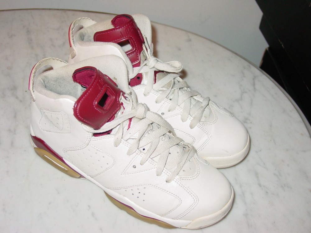2015 Nike Air Jordan Retro 6 OG „Maroon“ White Youth Basketball Shoes! Size 7Y