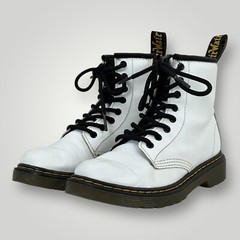 Dr. Martens 1460J Boots Youth US 1 White Leather Side Zip AirWair Unisex