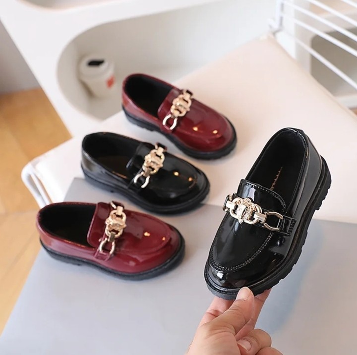Kids British-Style Glossy Leather School and Casual Shoes (Unisex)