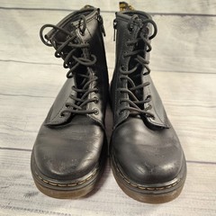 Dr Martens 1460 J Kids Black Leather Side Zip Combat Boots 1 UK 2 US 33 EU