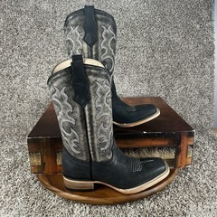 Circle G Unisex Kids Size 5 Black Embroidered Western Boot Square Toe J7111
