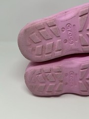Crocs Handle It Rain Boots Pink Size J2 Kids Youth Girls Waterproof Pull-On