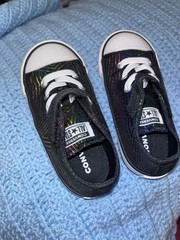 Converse All Star Toddlers Low Top Hook & Loop Sneakers Black Multicolor US 8