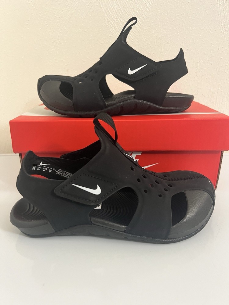 Nike Sunray Protect 2 (PS) Boys Black Sandal 943826001 Summer Beach Water Size 3