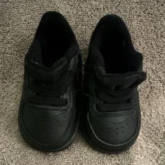 Nike Court Borough Kids Low Top Leather Lace-Up Sneakers Black US 3 D08733