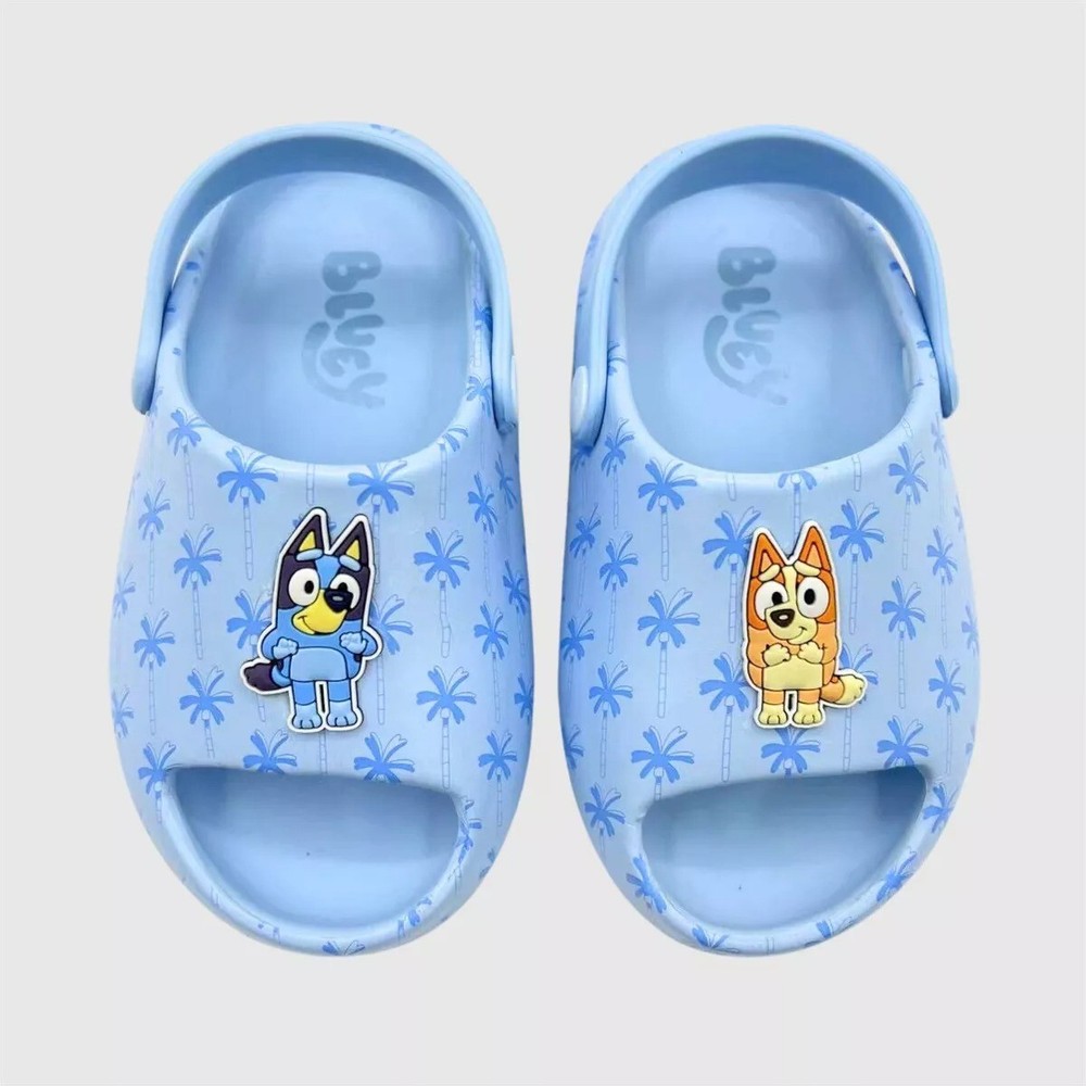 New Toddler Unisex Bluey Slide Sandals Blue Heel Strap Lightweight Size 7 & 9